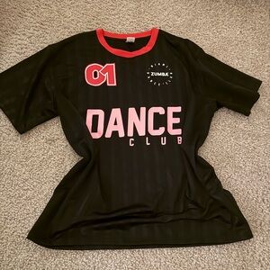 Zumba Fitness Black Tee with Red and Pink Accents